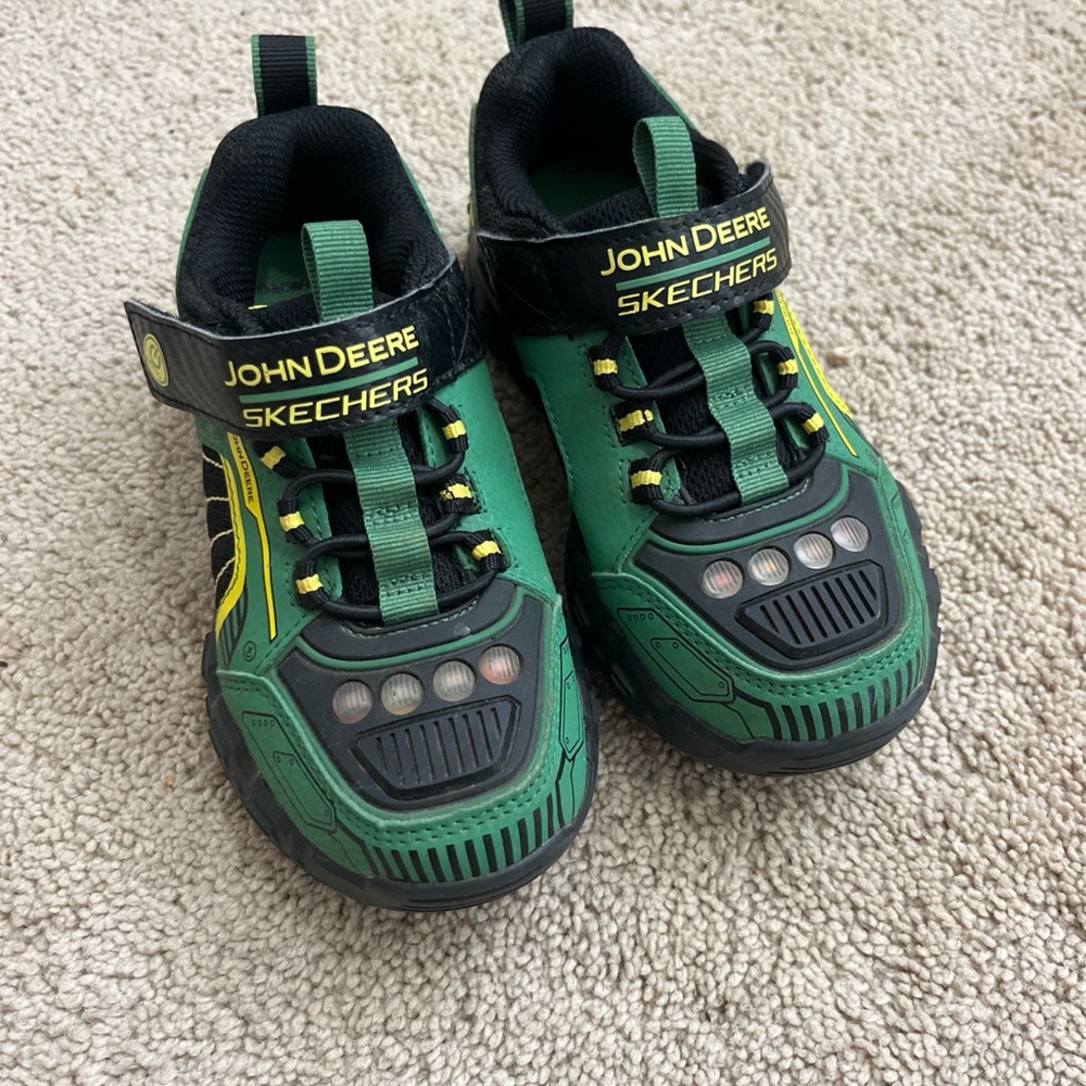 Skechers John Deere Green and Black Light-Up Kids Sneakers